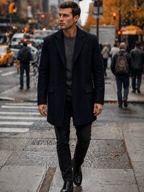 Express Mens Black Wool Water-Resistant Peacoat XXL NWT